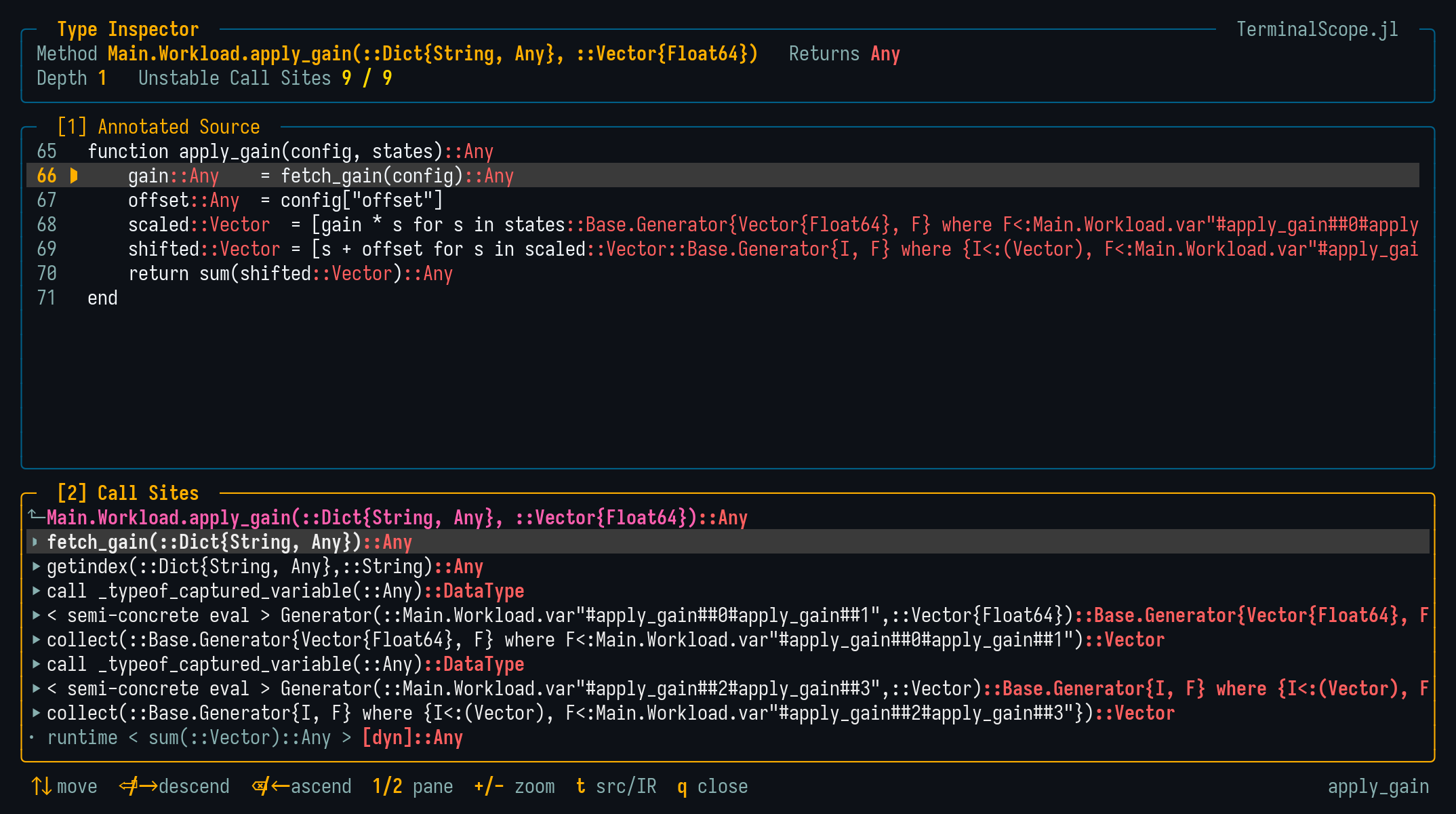 Type inspector